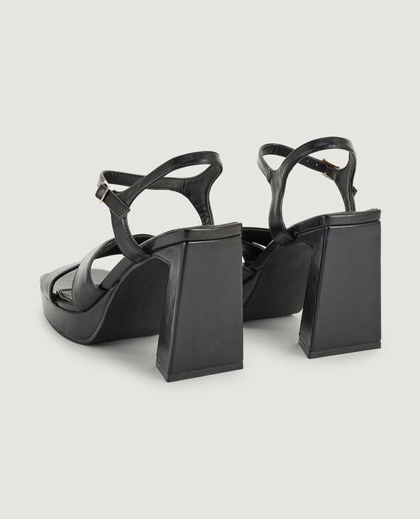 Sandales plateforme talons trapèze noir - Pimkie