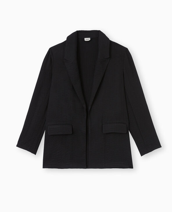 Veste blazer souple en tissu fluide noir - Pimkie
