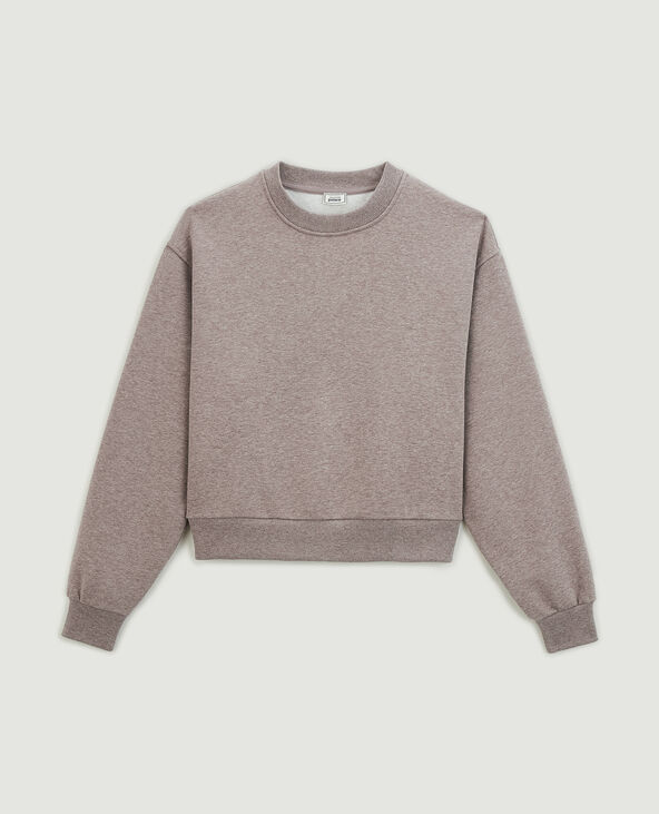 Sweat court en molleton taupe - Pimkie