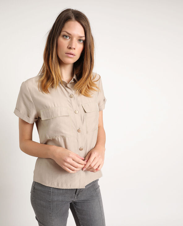 Chemise à manches courtes beige - Pimkie