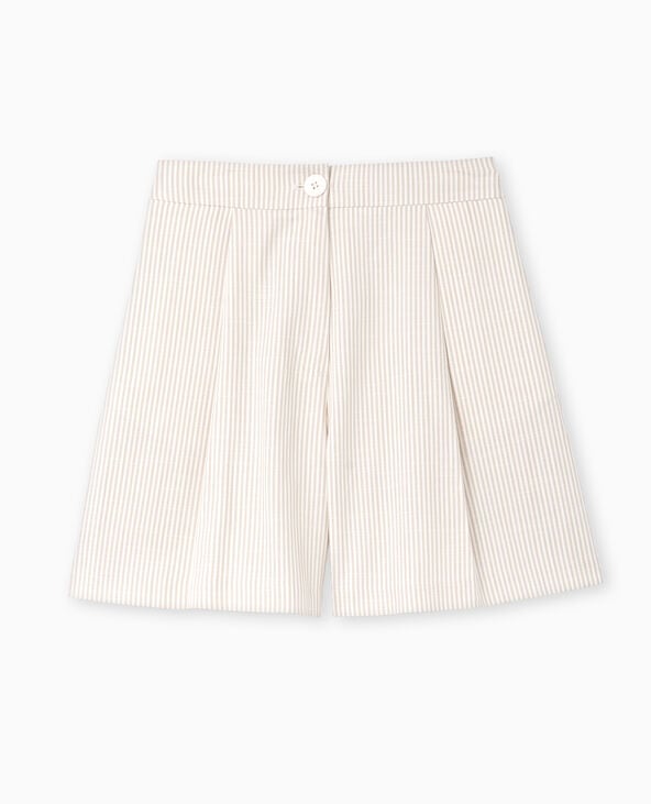 Bermuda à pinces motif rayures blanc - Pimkie
