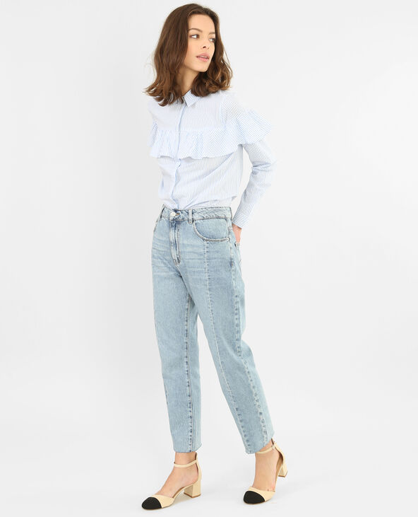 Chemise rayée à volant blanc - Pimkie