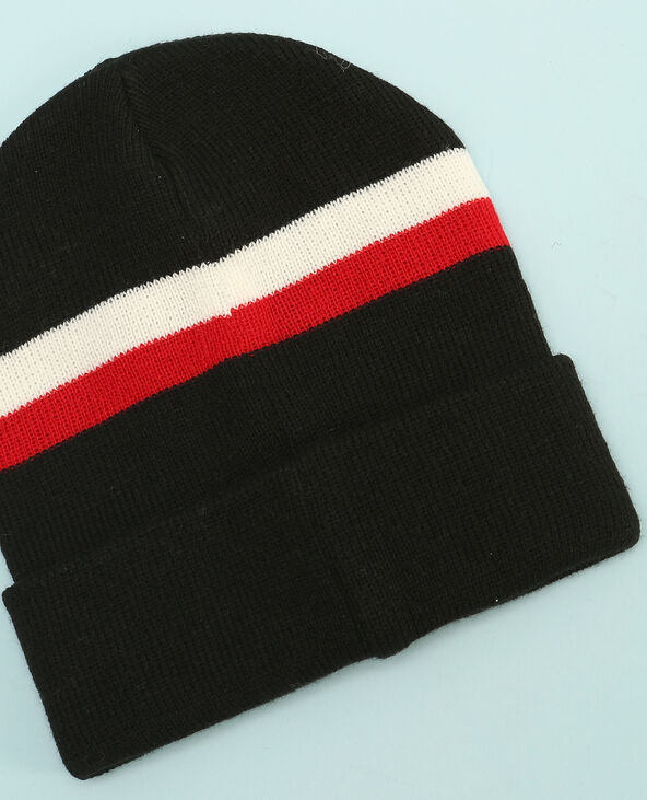 Bonnet avec bandes noir - Pimkie