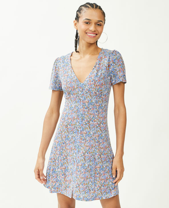 Robe courte avec boutons bleu - Pimkie