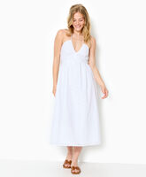 Robe longue en broderie anglaise bretelles croisées
