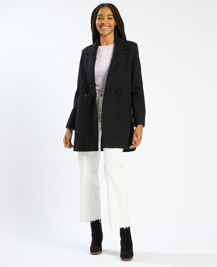 Manteau à franges noir - Pimkie