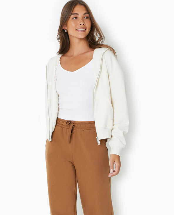 Sweat zippé avec capuche blanc - Pimkie