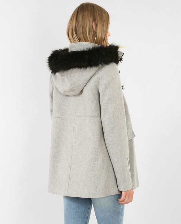 Caban avec fausse fourrure gris chiné - Pimkie