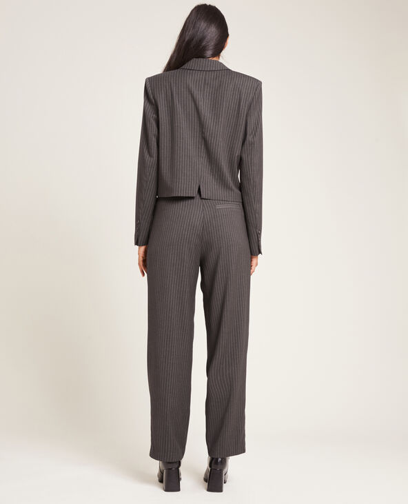 Pantalon large et droit à pinces taupe - Pimkie