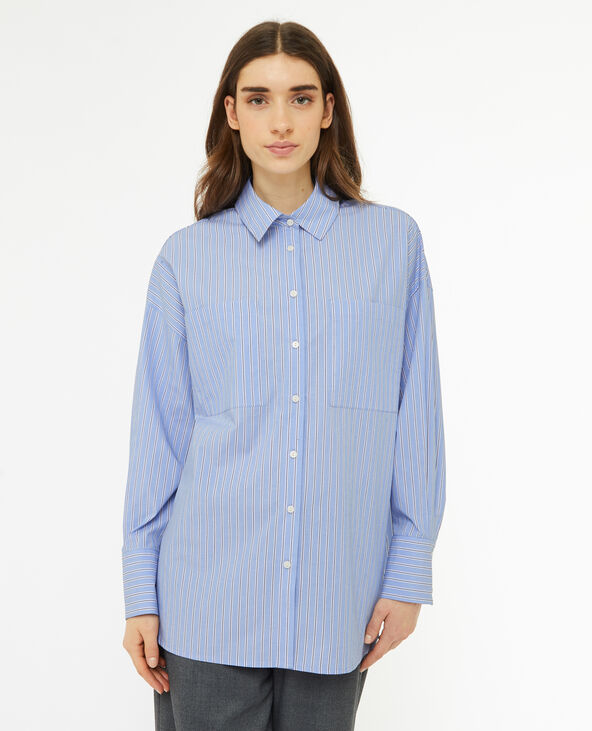 Chemise oversize rayée façon pyjama d'homme bleu - Pimkie