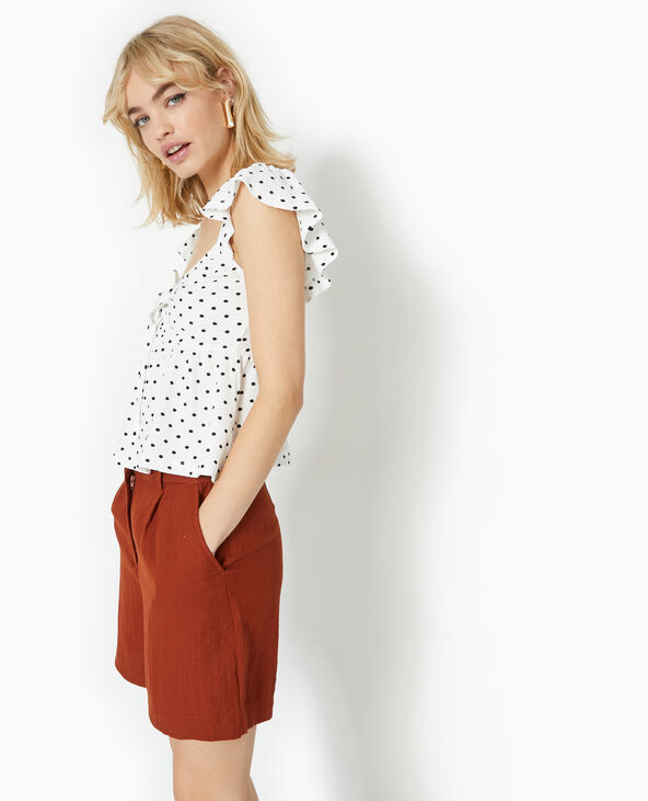 Top avec volants et nouettes motif cerises blanc - Pimkie