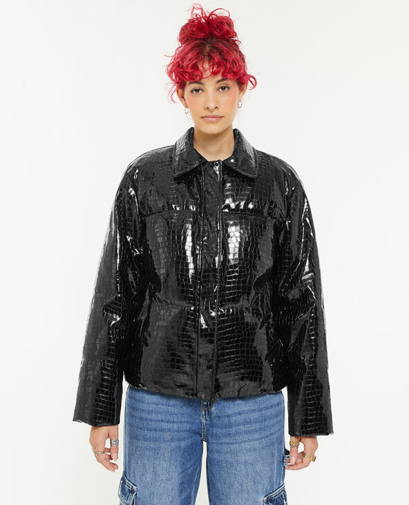 Doudoune en vinyle effet croco noir - Pimkie