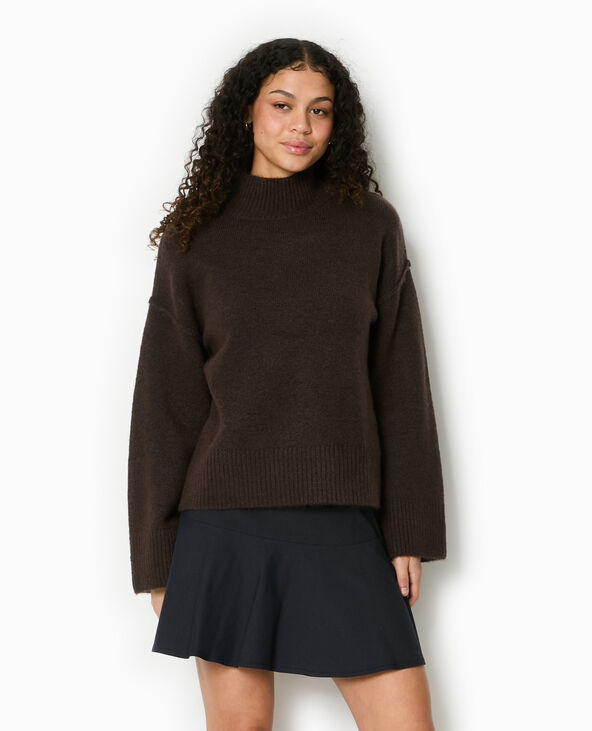 Pull col montant manches larges marron - Pimkie