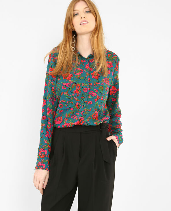 Chemise imprimé fleuri vert foncé - Pimkie