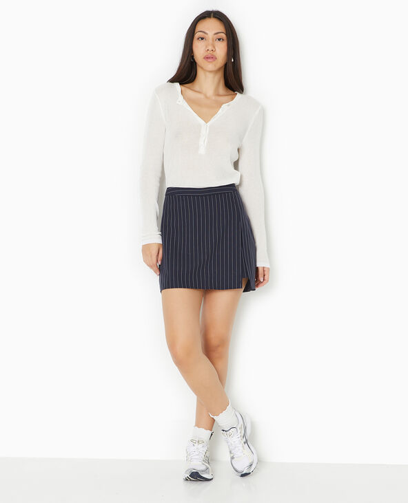 Jupe-short rayures banquier bleu marine - Pimkie