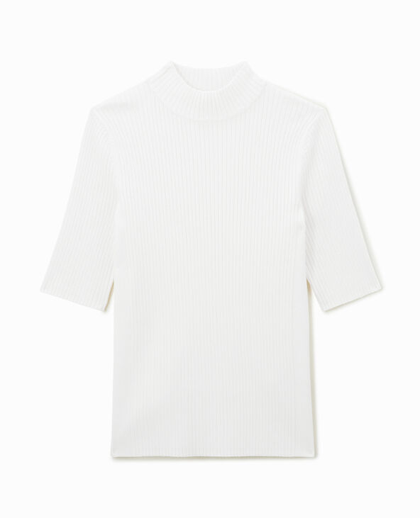 Pull col montant manches courtes blanc - Pimkie