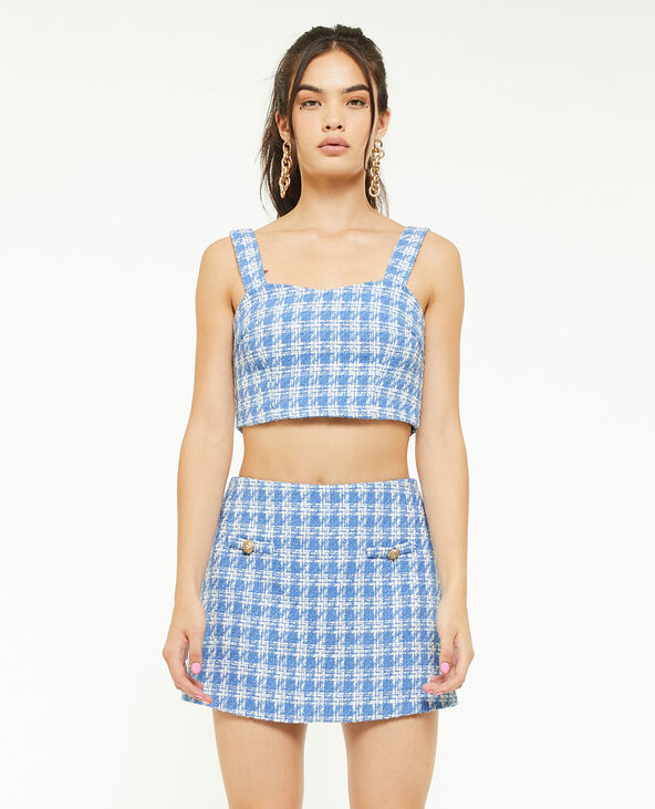 Jupe-short en tweed bleu - Pimkie