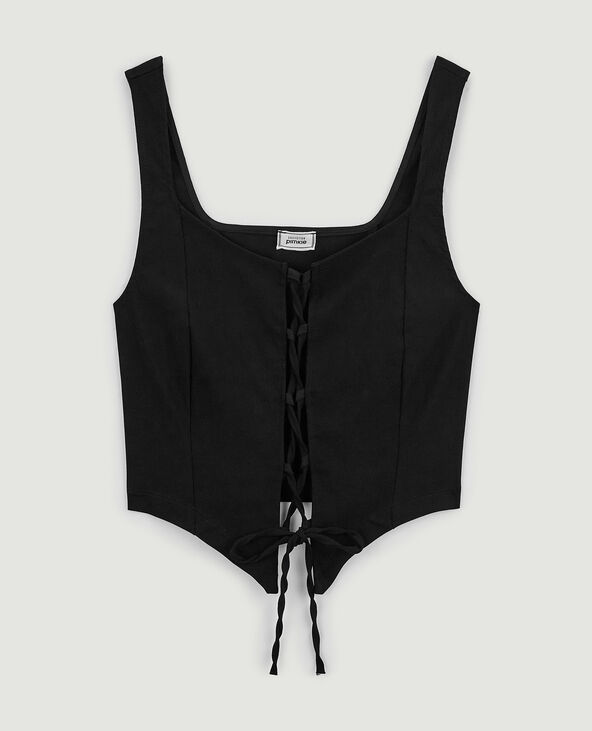 Top corset avec laçage noir - Pimkie