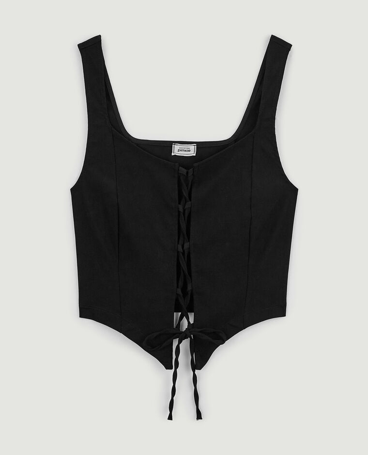 Top corset avec laçage noir - Pimkie