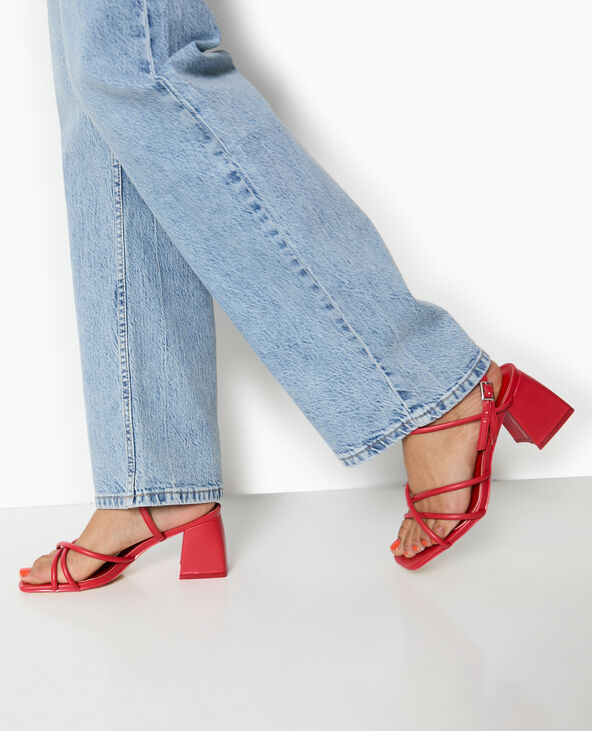 Sandales à talons avec brides rouge - Pimkie