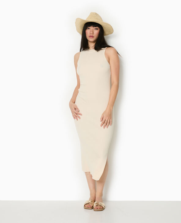 Robe longue et moulante en maille côtelée blanc - Pimkie