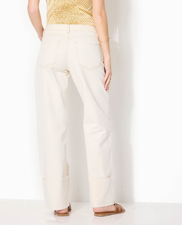 Jean droit taille regular avec revers blanc - Pimkie