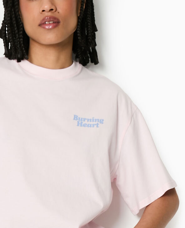 T-shirt oversize avec print poitrine et dos rose - Pimkie