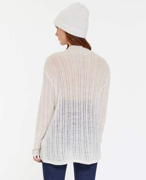 Pull col montant en maille ajourée blanc - Pimkie
