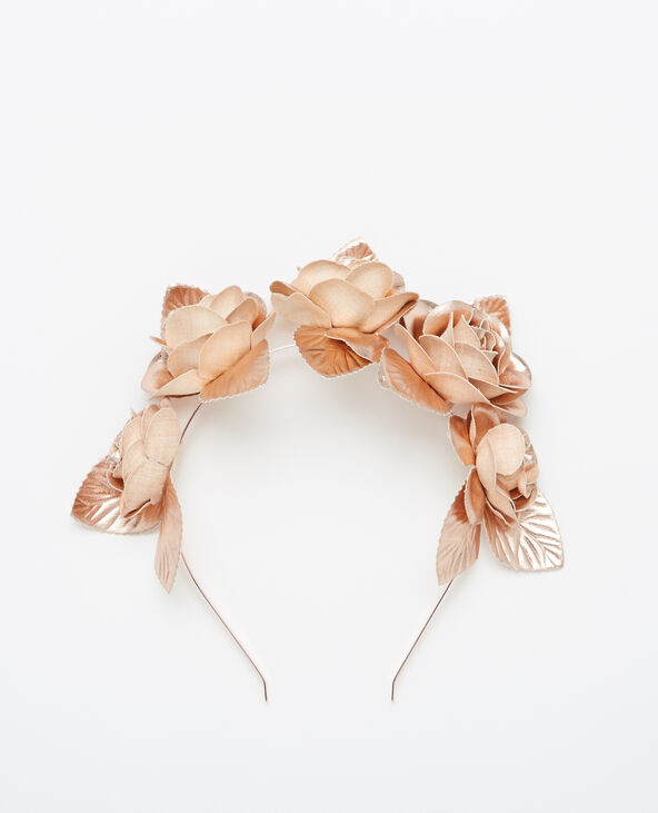 Serre-tête à fleurs doré - Pimkie