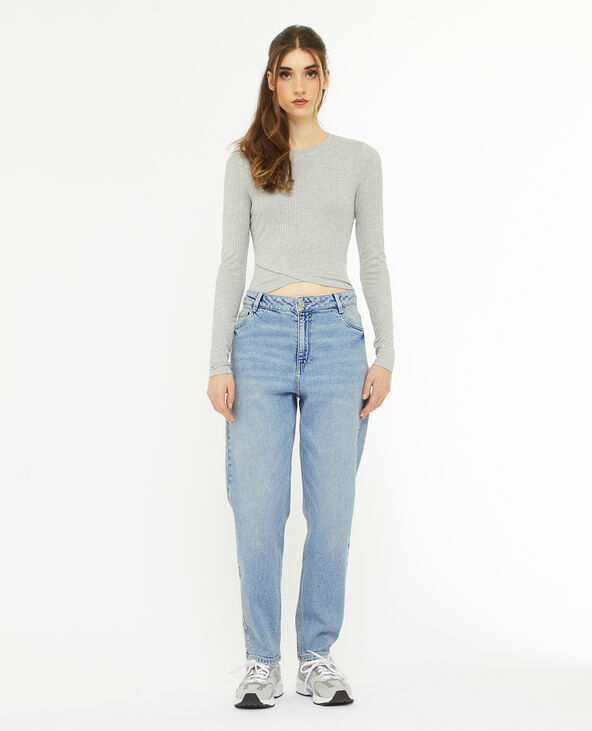 Jean mom taille haute avec élasthane bleu clair - Pimkie