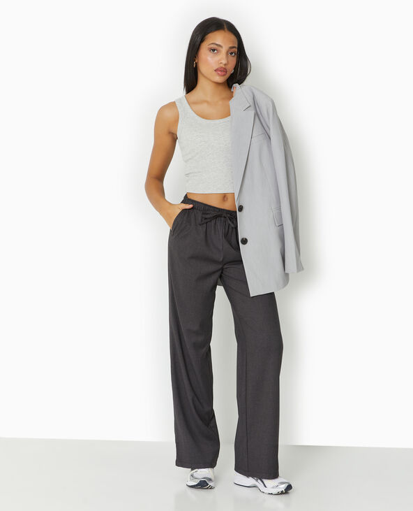Pantalon large et droit ceinture élastiquée marron - Pimkie