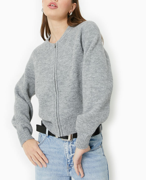 Gilet zippé en maille gris chiné - Pimkie