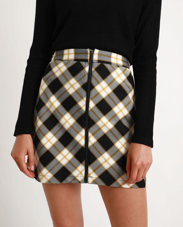 Jupe courte zippée jaune ocre - Pimkie