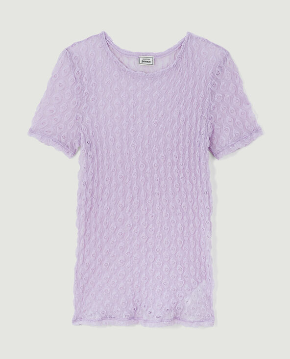 Top en dentelle tissu reliefé lilas - Pimkie