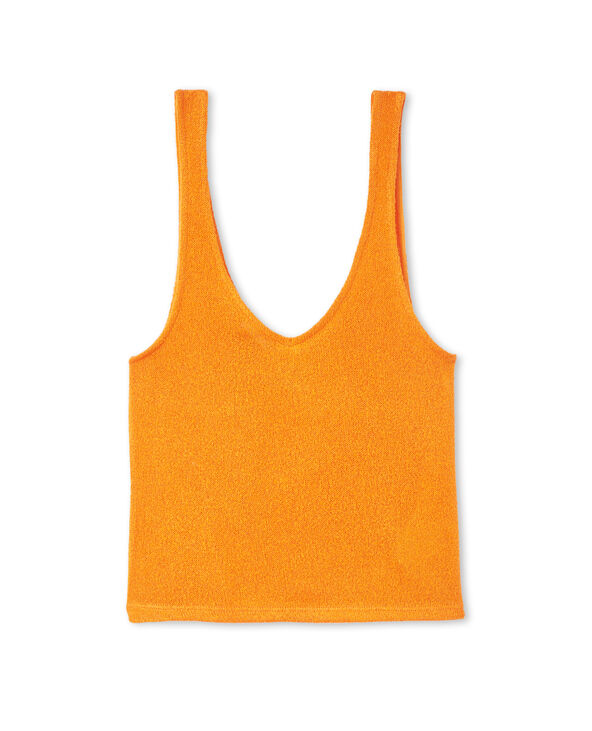 Débardeur col V en maille rustique orange - Pimkie