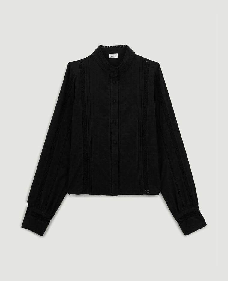 Blouse dentelle et plumetis noir - Pimkie