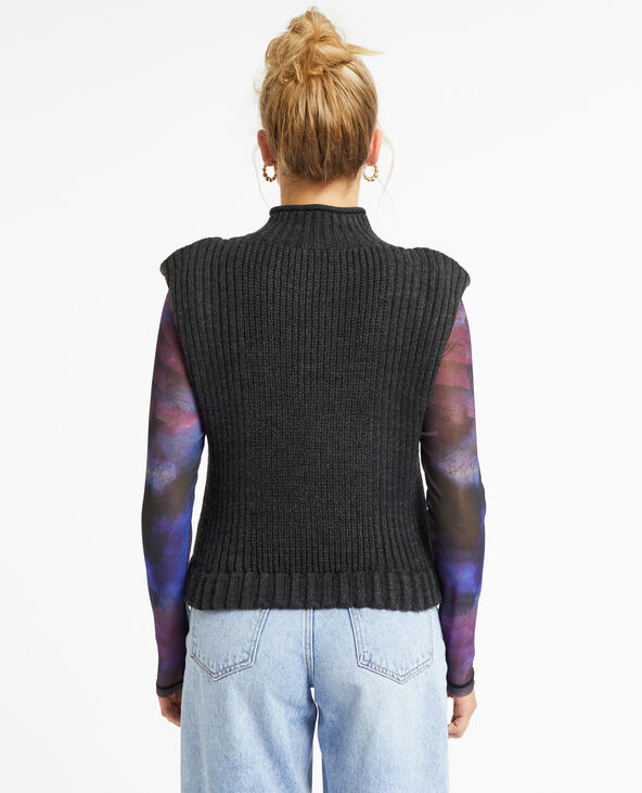 Pull sans manches avec col montant gris foncé - Pimkie
