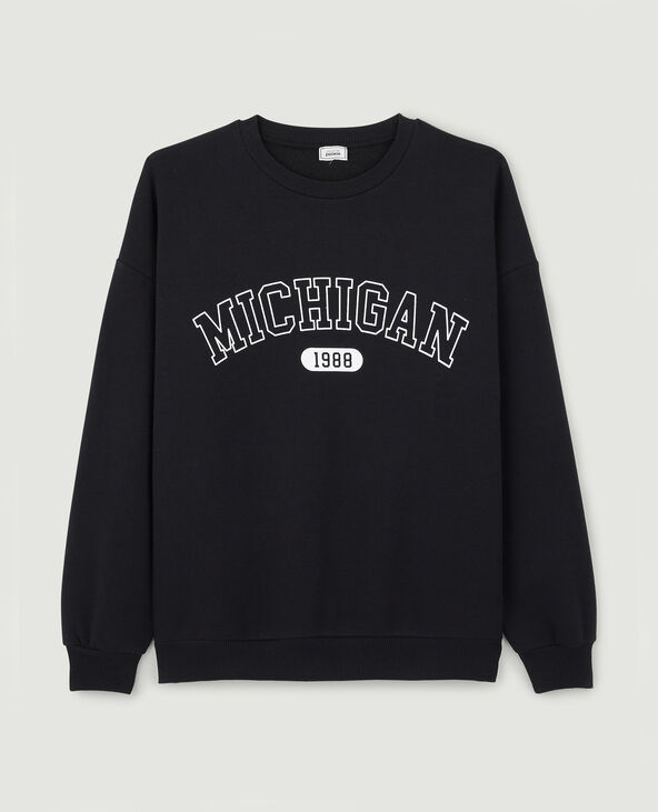 Sweat oversize Michigan noir - Pimkie