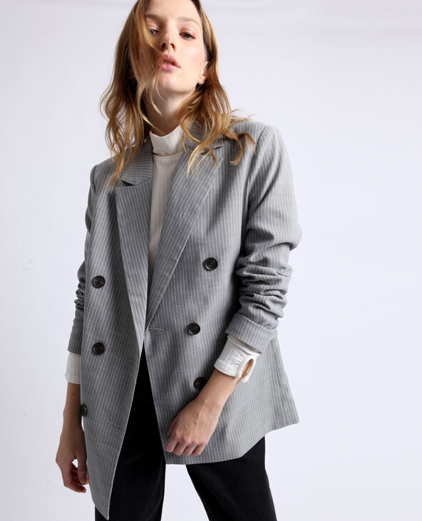 Blazer à rayures gris chiné - Pimkie