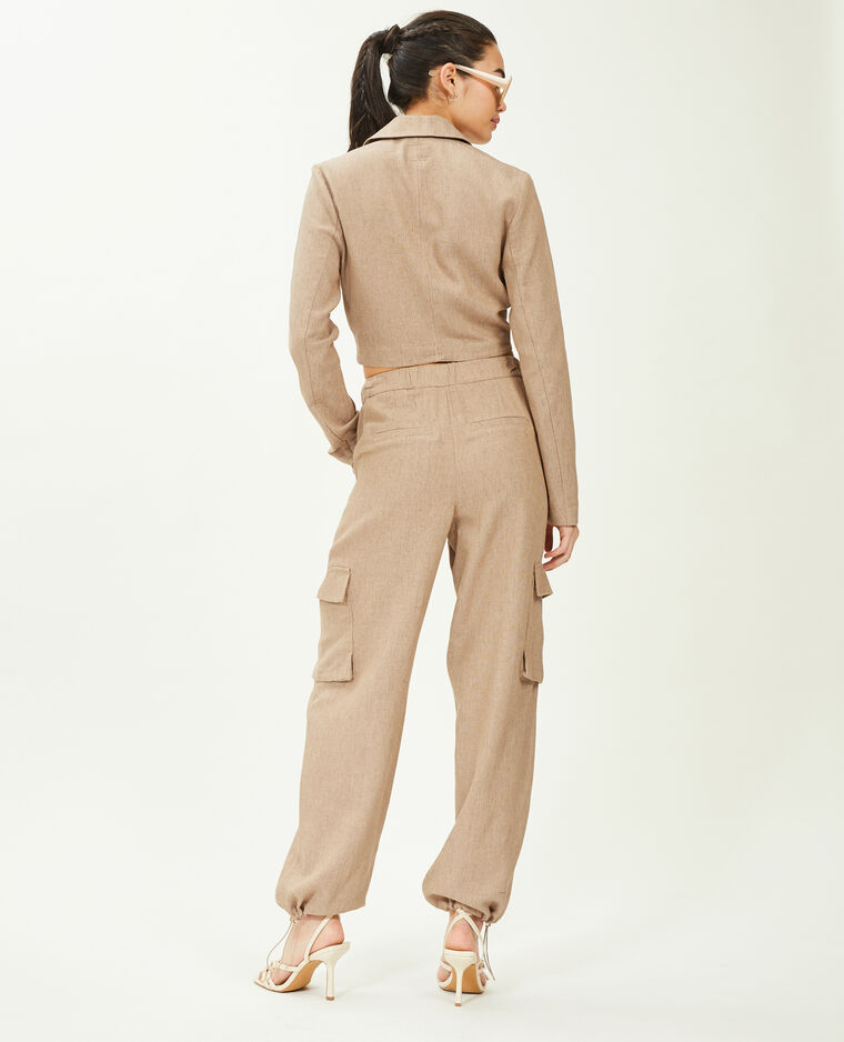 Pantalon cargo avec lin beige - Pimkie