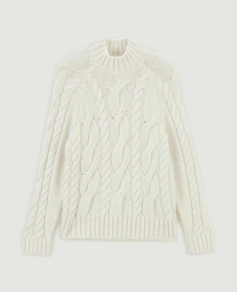 Pull col montant maille torsadée écru - Pimkie