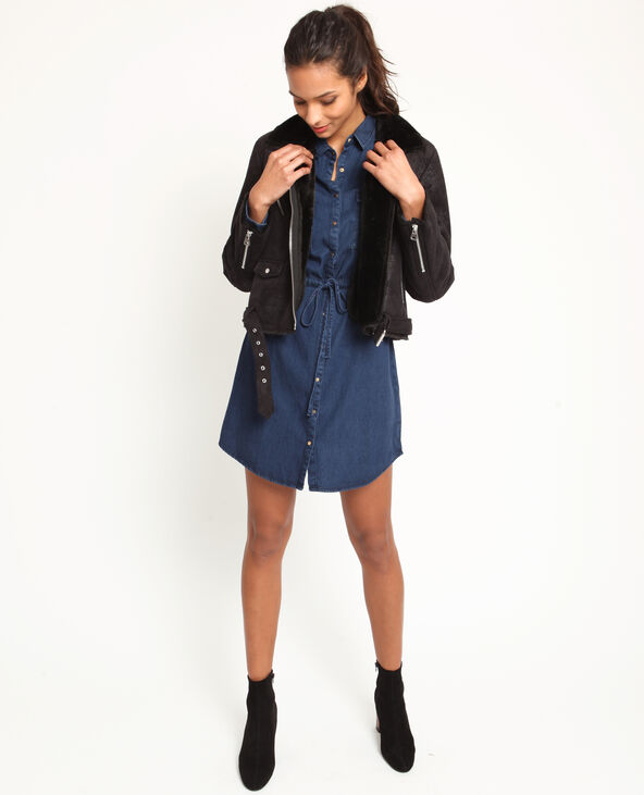 Blouson biker doublé noir - Pimkie