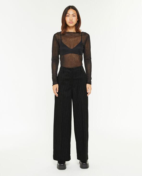 Pantalon large et droit rayures banquier noir - Pimkie