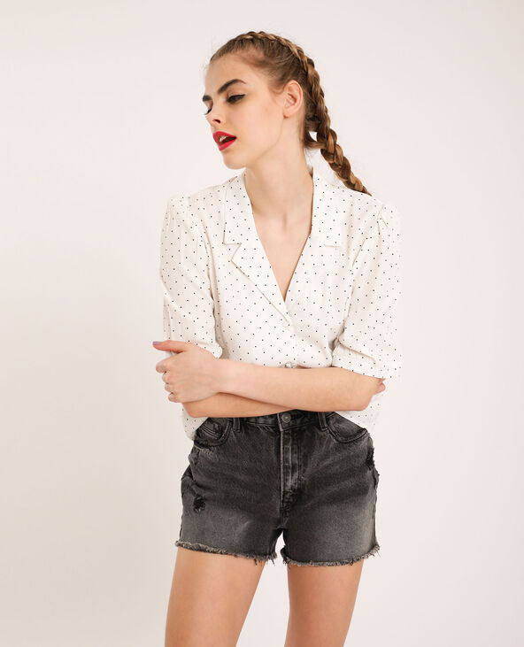 Chemise courte à pois blanc - Pimkie