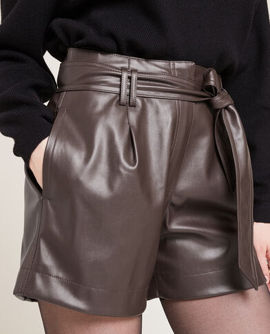 Short taille haute en simili cuir marron - Pimkie