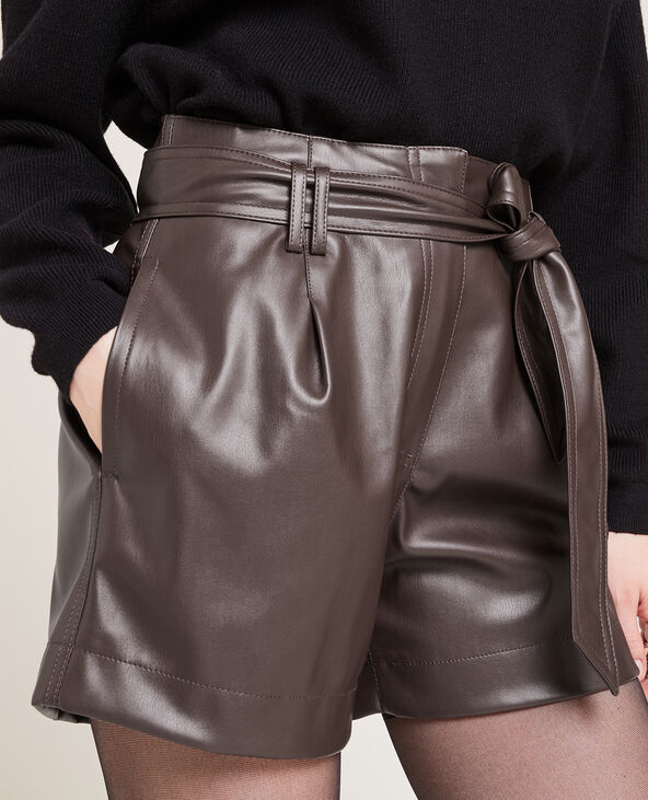 Short taille haute en simili cuir marron - Pimkie