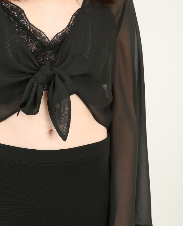 Boléro en voile à nouer noir - Pimkie