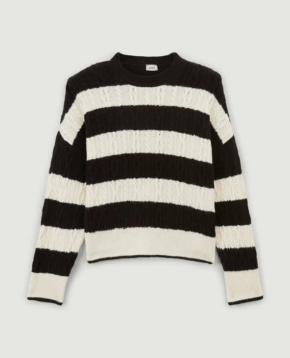 Pull en maille torsadée noir - Pimkie
