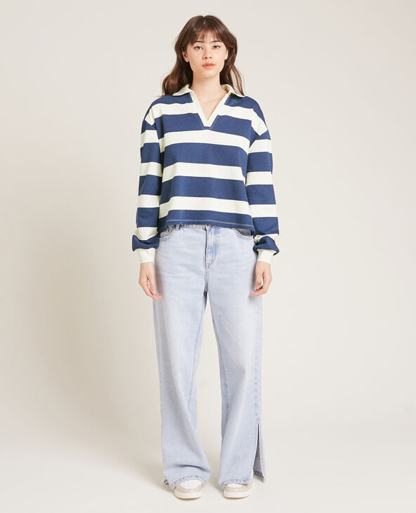 Sweat col polo bleu marine - Pimkie