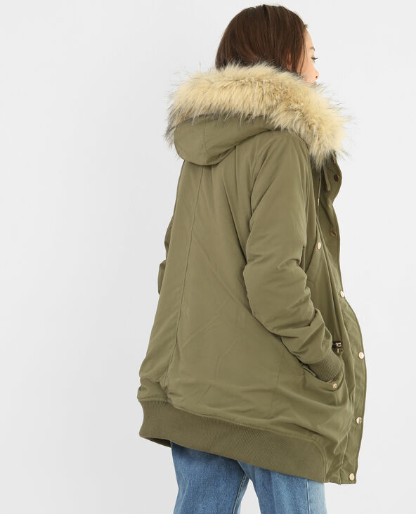 Parka fourrée à capuche vert de gris - Pimkie
